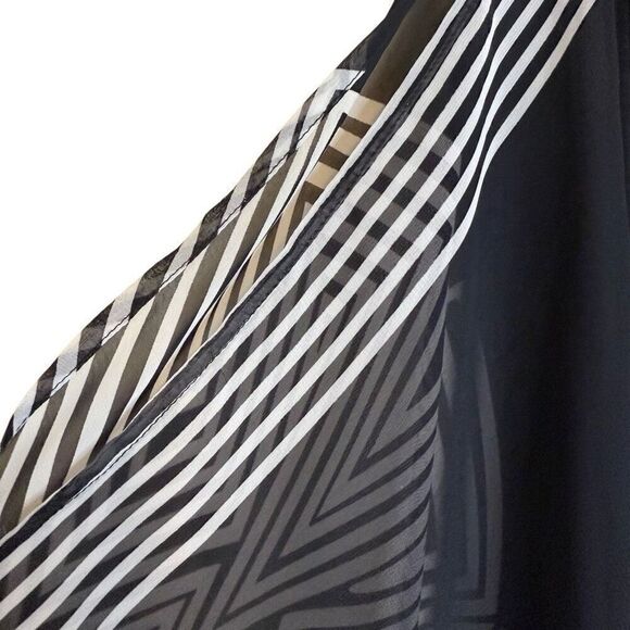 Frank Lyman Black and White Sheer Chiffon Overlay Poncho Top Size 10 Old Money - Picture 5 of 16